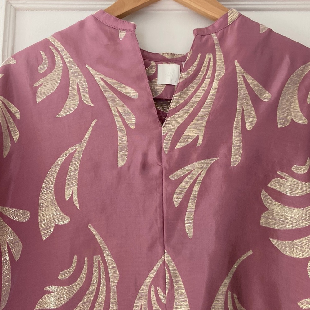 Purple Lilac Silver Flowy Tunic Dress 70s Style